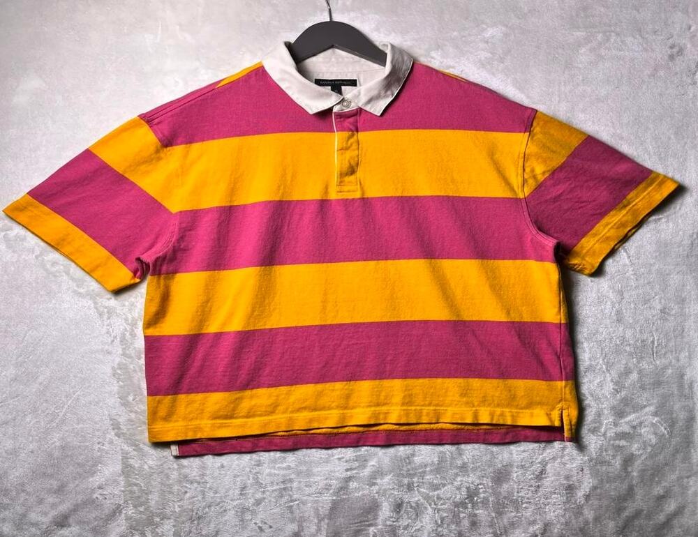 Banana Republic Rugby Polo Shirt Men's XL Thick Pique Cotton Bright Orange Pink